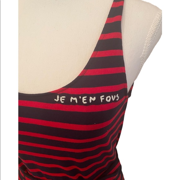 Miu Miu classic red & blue striped cotton dress w/a thin belt & sexy side slit. - Picture 6 of 10